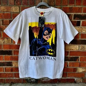 Vintage 1991 Catwoman Shirt NWT DS Size XL Rare White 90's Batman Returns KC